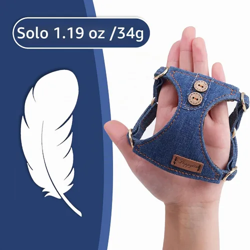 Vista 2 de Arnés sin tirones para perro, con correa multifunción, pechera suave y ajustable para mascota, no ahorca, chaleco a prueba de escape, azul vaquero