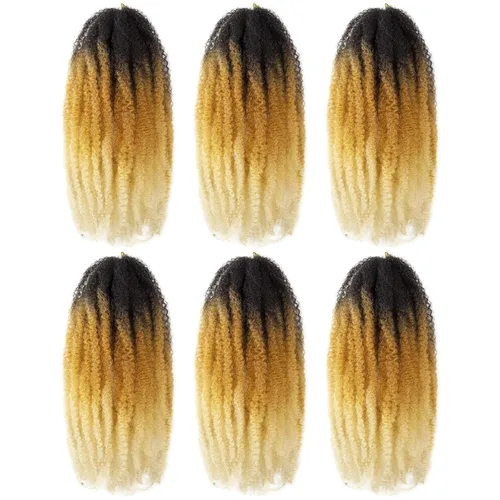 Vista 12 de ToyoTress Bob Marley Twist Hair - 8 Pulgadas Paquete de 6 Cabello Marley Negro Corto Para Locs Falsos, Extensiones de Cabello Rizado Afro Kinky