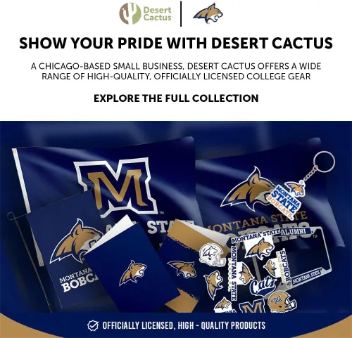 Vista 6 de Desert Cactus Gorra de béisbol de la Universidad Estatal de Montana State, Bobcats MSU Brimmed Gorra bordada con correa de tela ajustable