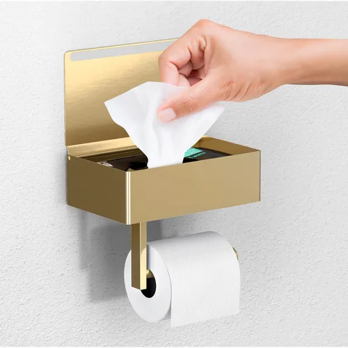 Vista 13 de Day Moon™ Soporte de papel higiénico de níquel cepillado - Soporte de rollo moderno para montaje en pared para baño