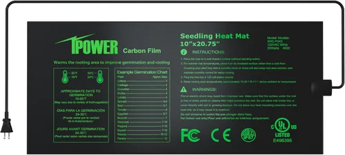 Vista 16 de iPower tapete térmico para plantón, tapete térmico hidropónico caliente con diseño impermeable duradero, estera de calor solamente, Negro