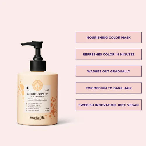 Vista 2 de Maria Nila Color Refresh, Bright Copper, Copper Hair Mask, Semi-Permanent Pigments, 100% Vegan & Sulfate/Paraben free