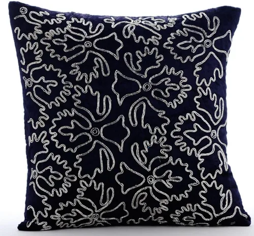 Vista 17 de The HomeCentric Fundas de almohada decorativas azules de 12 x 12 pulgadas (11.8 x 11.8 in), acolchadas de jacquard y almohadas bordadas para sofá