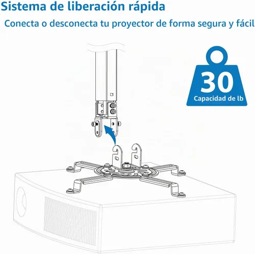 Vista 4 de Mount-It! Soporte para proyector de techo, ajustable de 14.5-21.5 pulgadas, 30 libras