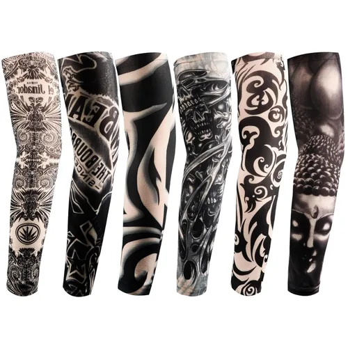 Vista 12 de Yariew, 6 Mangas de Tatúes Temporales, Conjunto de 6 Mangas de Tatúes de Arte Temporal, Falso, Despegable, Color 1, 1 Manga de tatuaje para mujer