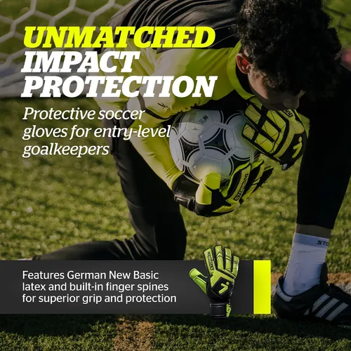 Vista 2 de Storelli Gladiator 3 GK Gloves High-Impact Hand Protection with Removable Finger Spines, Premium Hand Grip for Soccer Goalies