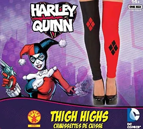 Vista 2 de Rubie's Costume Co DC Superheroes Harley Quinn Muslo Highs para mujer, Multicolor, talla única
