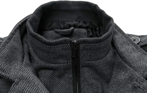 Vista 4 de Wantdo - Chaqueta cortavientos de cuello alto para hombre, mezcla de lana