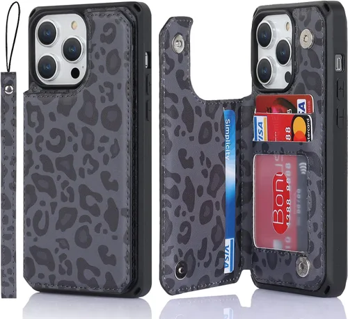 Vista 31 de Cavor Funda para iPhone 14 Pro Max con Tarjetero, Funda Cartera para iPhone 14 Pro Max para Mujeres y Hombres, Soporte de Tarjetas de Crédito