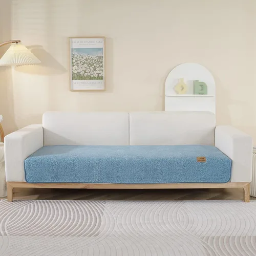 Vista 8 de Fundas de sofá de vellón sherpa suave y esponjoso, funda de sofá seccional de felpa cálida, funda antideslizante para sofá, protector de muebles