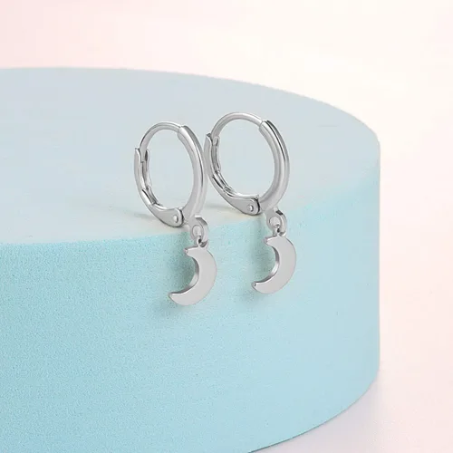 Vista 6 de 9/10/12 pares de aretes pequeños de aro con dije colgante de varios estilos para mujeres y niñas
