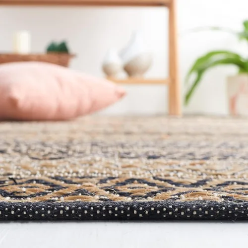 Vista 4 de SAFAVIEH Natural Fiber Collection NF379Z - Alfombra de pasillo de 2 pies 3 pulgadas x 8 pies, color negro y natural, tejido plano, diseño geométrico