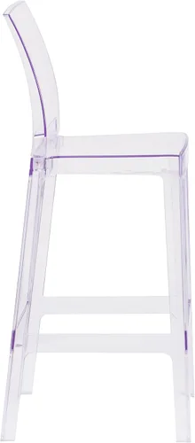 Vista 6 de BizChair Taburete de bar fantasma con respaldo cuadrado en cristal transparente