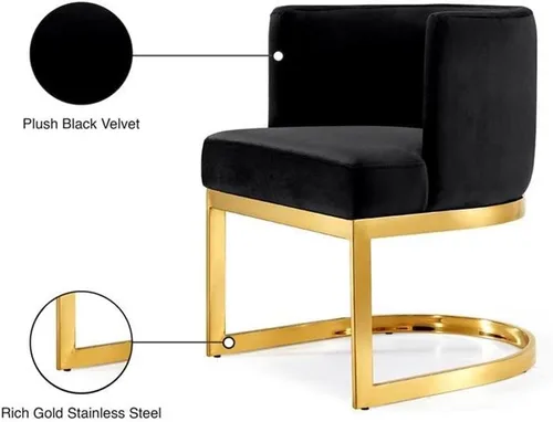 Vista 6 de Meridian Furniture Gianna Collection Modern Silla de comedor tapizada de terciopelo contemporáneo con marco de metal dorado pulido, 24 pulgadas
