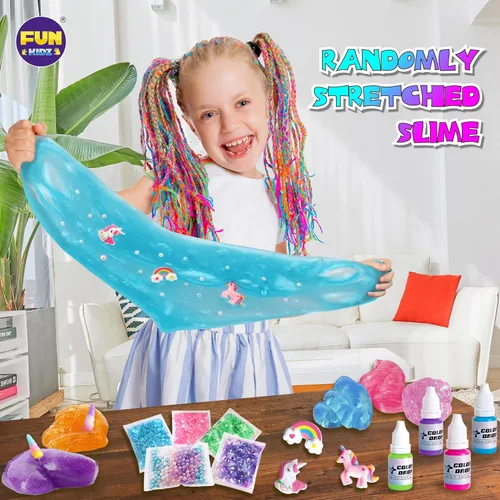 Vista 8 de Kit de Slime de Unicornio Esponjoso para Niñas, FunKidz Regalo de Slime de Nube para Mayores de 6 Años, Divertido Kit de Fabricación de Slime