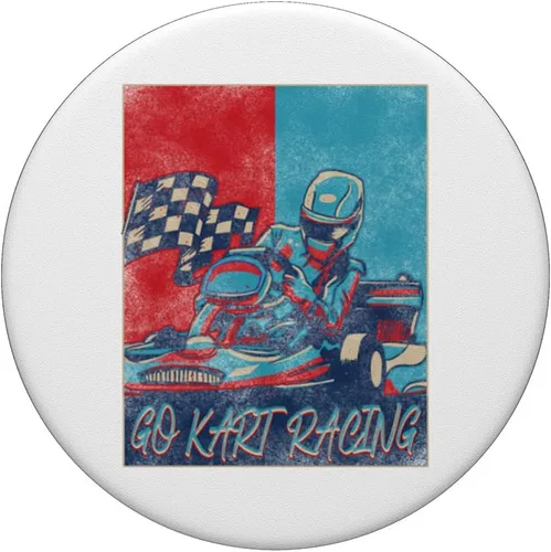 Vista 3 de Go Kart Racing Retro Vintage Go Kart Racing PopSockets Adhesive PopGrip