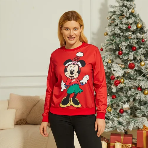 Vista 2 de Disney Sudaderas navideñas a juego para la familia, para niños y niñas, divertidas sudaderas navideñas de Minnie Mickey para la nieve