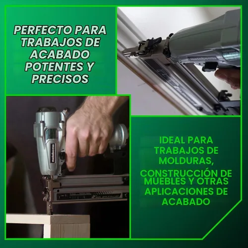 Vista 3 de Metabo HPT Clavadora Pro Brad, Clavadora Neumática de Acabado Pro-Preferida para Trabajos de Molduras, Construcción de Muebles, Ligera y Duradera
