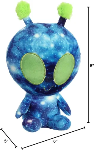 Vista 6 de Aurora® Interstellar Galactic Cuties™ Peluche de Alien Nebula que se Ilumina - Compañeros Cósmicos - Diversión Iluminada - Azul 8 Pulgadas