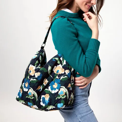 Vista 4 de Vera Bradley Bolso de hombro Hobo de gran tamaño de sarga de alto rendimiento