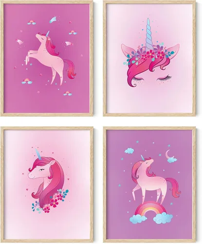 Vista 10 de Haus and Hues - Juego de 4 impresiones artísticas de animales para guardería, decoración de pared para niños y niñas, decoración de habitación