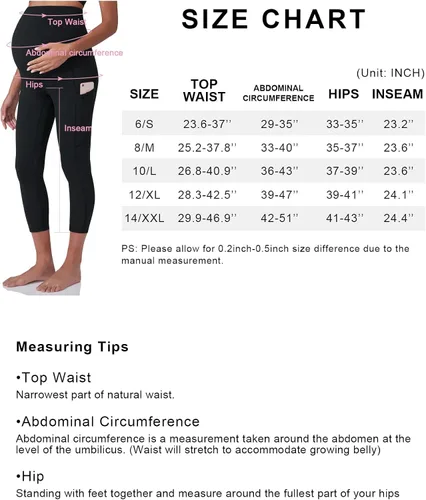 Vista 3 de POSHDIVAH Leggings de entrenamiento de maternidad para mujer, sobre el vientre, pantalones de yoga con bolsillos, pantalones de trabajo suaves