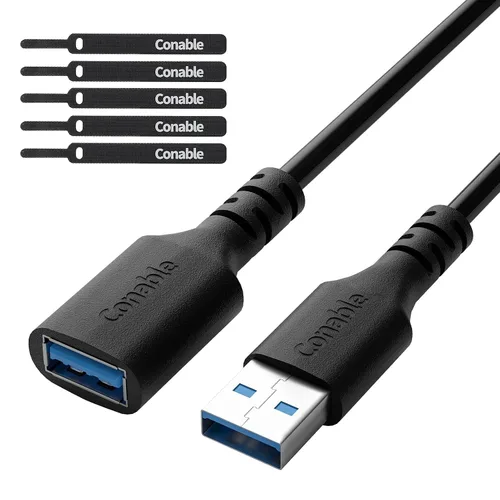 Vista 8 de Paquete de 3 cables de extensión USB 3.0 de 2 pies, cable corto USB A macho a hembra, transferencia de datos de 5 Gbps para cámara web, impresora