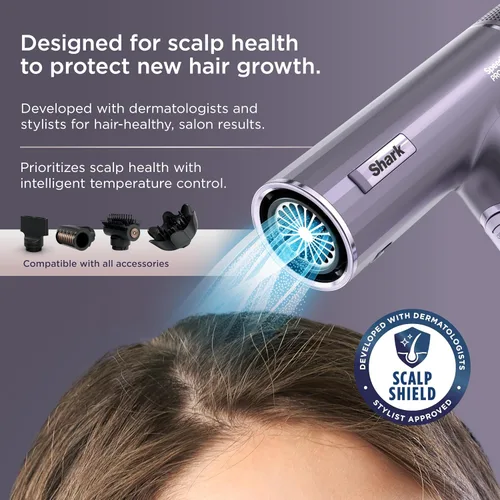 Vista 3 de Shark SpeedStyle Pro Flex HD543PL - Sistema de secador de pelo de alta velocidad de rendimiento profesional con protector de cuero cabelludo