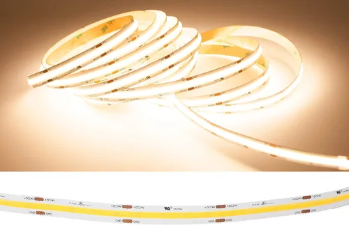 Vista 3 de COB - Tira de iluminación LED, alto CRI 90+, tira de luz LED de 3000 K 6375 lm por rollo, cinta flexible para debajo del gabinete, cocina, fuente