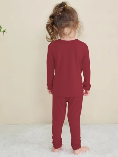 Vista 34 de GUISBY Conjunto de pijama de rayón de bambú para niños y niñas, ajuste cómodo, para uso diario, conjunto de pijama de 2 piezas