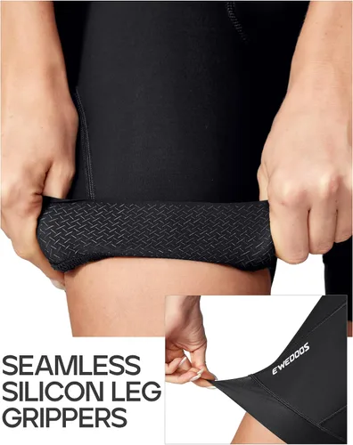 Vista 5 de Ewedoos Pantalones cortos de ciclismo acolchados para mujer con 4 bolsillos, acolchado 4D, pantalones cortos de ciclismo para paseos de 3H +