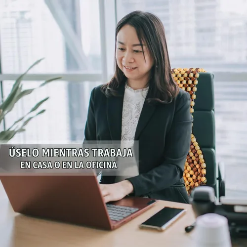 Vista 6 de Zento Deals cojín de confort para asiento con cuentas de madera