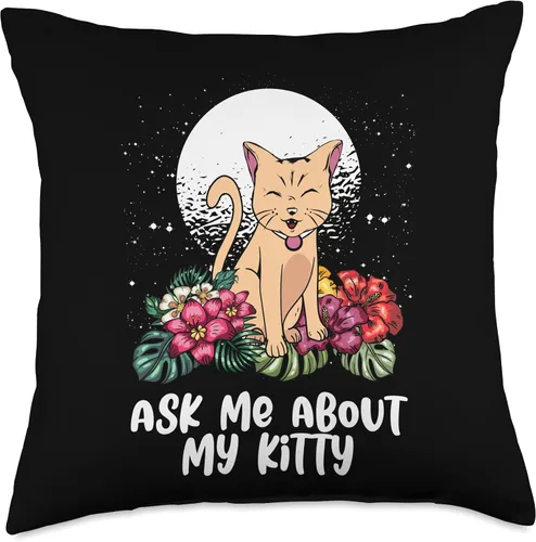 Vista 4 de Ask Me About Funny Cat Mom Humor Cat Dad Cat Lover Throw Pillow
