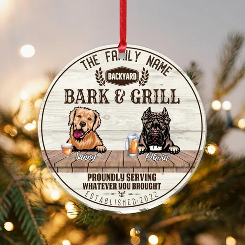 Vista 16 de SILYHEART Christmas Acrylic Ornaments Golden Retriever & Shiba Inu Christmas Sublimation Ornaments Family Dog Name Funny Dogs Live Here Car Hanging