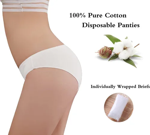 Vista 2 de Paquete de 15 bragas desechables para mujer, 100 % algodón de baja altura