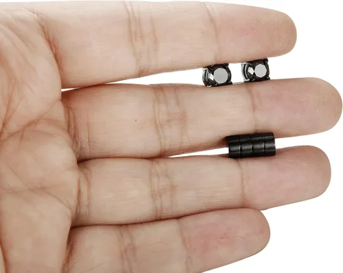 Vista 4 de JOERICA 2-4 pares de colgantes magnéticos de acero inoxidable para hombres y mujeres sin perforador de clip en pendientes CZ de 0.236-0.315in