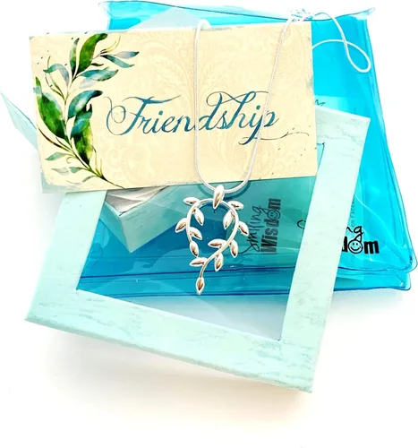 Vista 3 de Smiling Wisdom - Amistad - Tarjeta de felicitación y collar de hojas para amigos de por vida de una temporada de razones - Creciendo juntos
