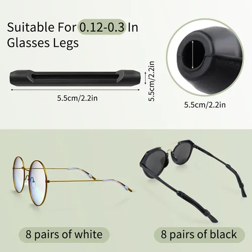 Vista 2 de 16 pares de lentes de silicona con punta de sien, suaves y antideslizantes
