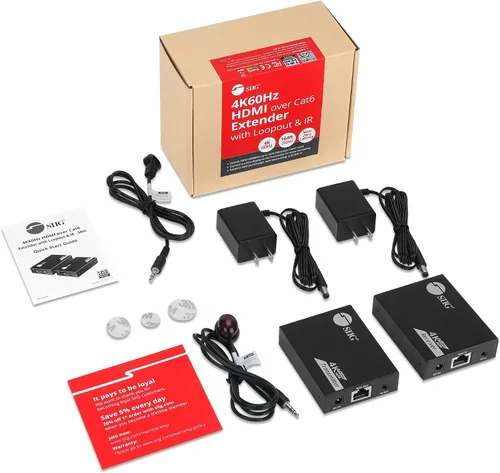 Vista 7 de SIIG Extensor HDMI 4K sobre Cat6, 164 pies, paso IR y salida de video, HDCP 2.2, audio de 5.1 canales, reducción de escala automática, protección
