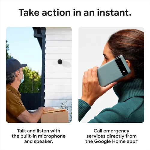 Vista 6 de Google Nest Cam para exteriores o interiores, batería - 2ª generación - 1 unidad Cámara de seguridad para el hogar, alertas inteligentes