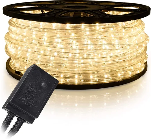 Vista 10 de Cuerda de luz LED blanca fría de 150 pies con 1656 luces LED, 8 modos de 1/2 pulgada de grosor, controlador conectable al aire libre, permanente