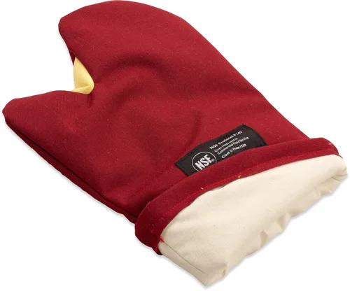Vista 4 de San Jamar KT0215 Kool-Tek Manopla de protección para horno para temperatura convencional Nomex, 15" de longitud, rojo