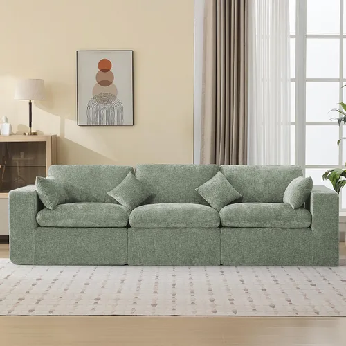 Vista 55 de WUTUTUEE Otomana Cloud de 33.5 pulgadas para sofá modular, cómodo reposapiés tapizado de felpilla con espuma viscoelástica, embalaje totalmente