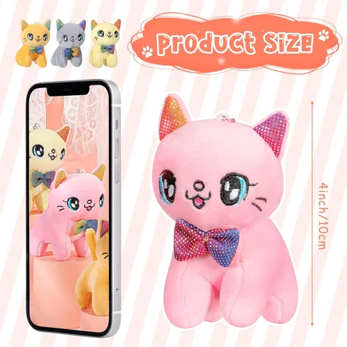 Vista 2 de Chalyna 12 Piezas Lindo Juguete de Animal de Peluche de 4 Pulgadas Mini Peluche Sirena Tigre Tortuga Cachorro Cerdo Alpaca Gato Adornos Muñeca