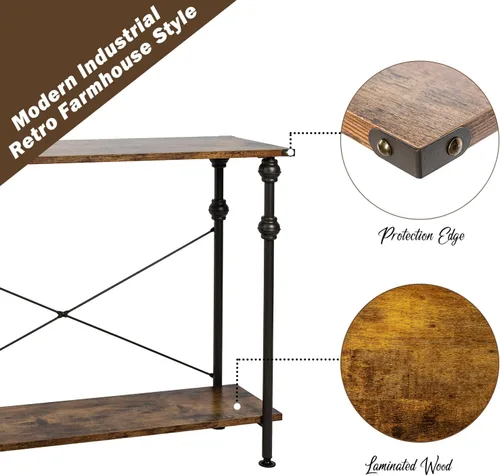 Vista 8 de Mesa consola, 39.5", marrón y negro