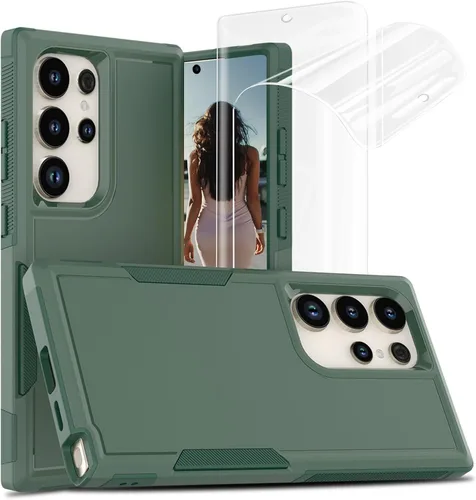 Vista 105 de Jeylly Funda para Samsung Galaxy S10 Plus S10+, ajuste delgado, doble capa, resistente, absorción de golpes, TPU con carcasa trasera de Negro