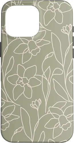 Vista 19 de Poppy Flower Line Art Modern Leaves Boho Artichoke Green Case for iPhone 17