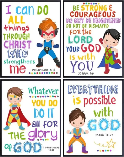 Vista 8 de Arte de pared inspiradora de Jesucristo GRANDE 11x14 - Regalos cristianos para niños - Decoración de pared con escritura "Jesús me ama" para niños