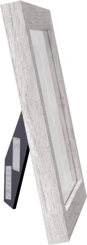 Vista 3 de Malden International Designs - Marco de fotos lineal de madera flotante de 3.5 x 5 pulgadas, 2 aperturas, color blanco jaspeado, MDF de calidad