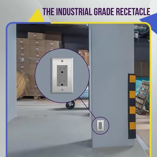 Vista 4 de ENERLITES Toma de corriente decorativa de grado industrial, 15A 125V, receptáculo dúplex resistente a manipulaciones, conexión a tierra, 5-15R, 2
